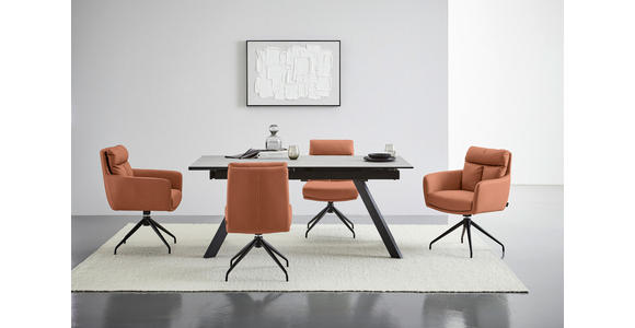 ARMLEHNSTUHL in Eisen Mikrofaser - Cognac/Schwarz, Design, Textil/Metall (62/89,5/65cm) - Novel