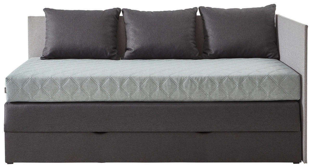 BOXSPRINGBETT 100/200 cm  in Hellgrau, Dunkelgrau  - Dunkelgrau/Hellgrau, KONVENTIONELL, Holz/Holzwerkstoff (100/200cm) - Xora
