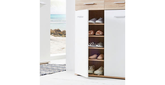 SCHUHSCHRANK 90/195/35 cm - Eichefarben/Silberfarben, Design, Holzwerkstoff/Kunststoff (90/195/35cm) - Xora