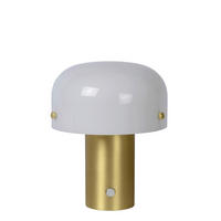 TISCHLEUCHTE 17.5/17.5/21 cm   - Messingfarben/Opal, Basics, Glas (17.5/17.5/21cm) - Lucide