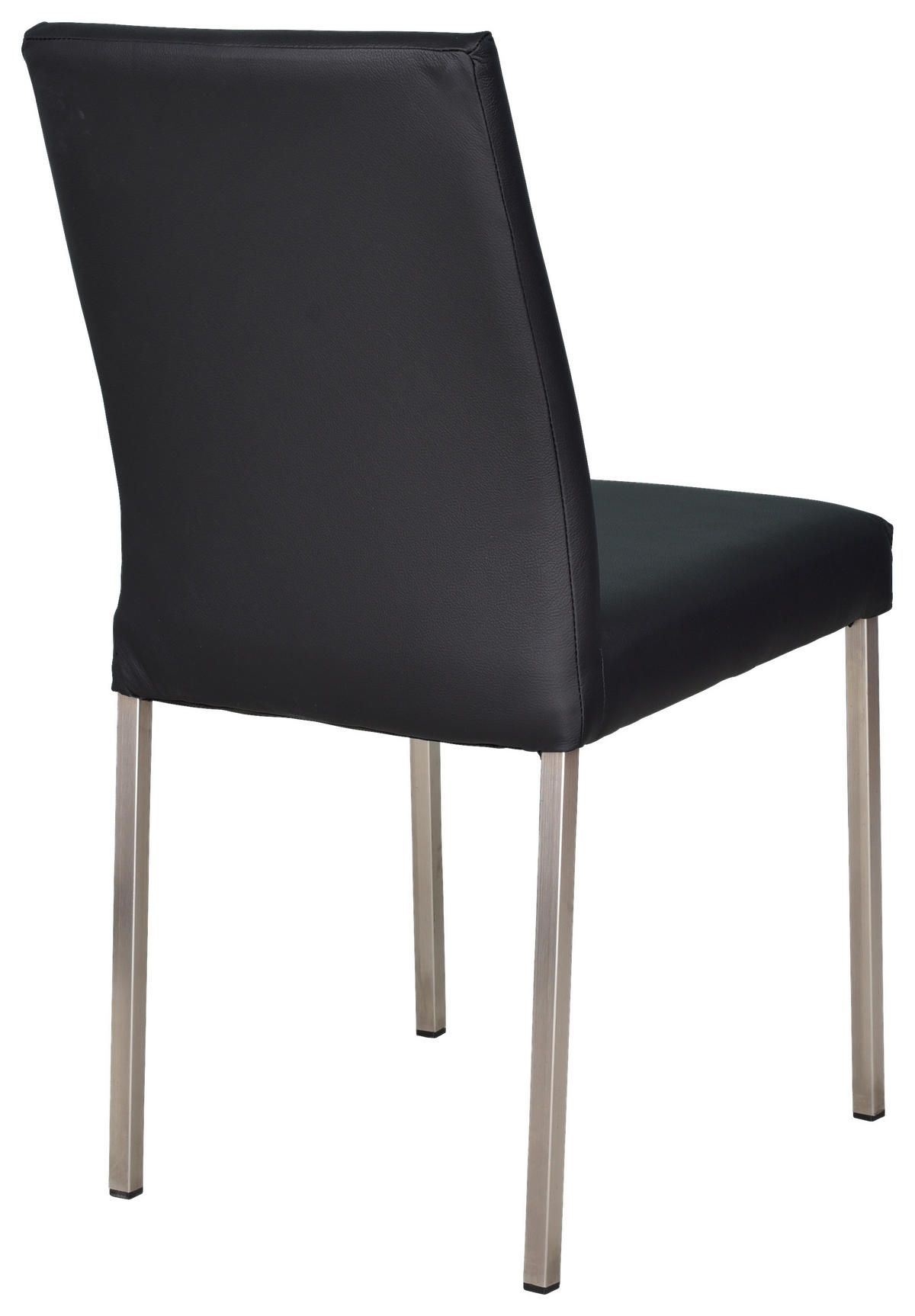 STUHL  in Echtleder  - Edelstahlfarben/Schwarz, Konventionell, Leder/Metall (45/89/44cm)