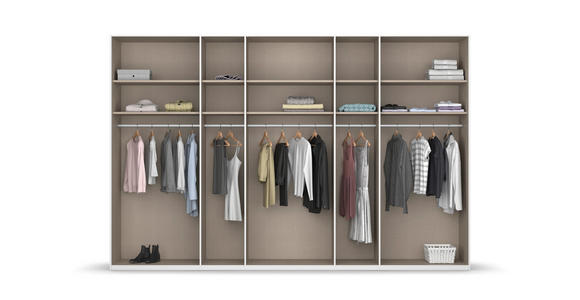 SCHWEBETÜRENSCHRANK  in Weiß  - Chromfarben/Weiß, KONVENTIONELL, Glas/Holzwerkstoff (361/235/68cm) - Novel