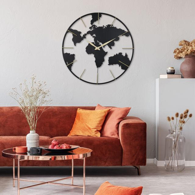 ZIDNI SAT 70 cm - crna, Osnovno, metal (70cm) - Ambia Home