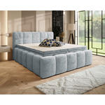 BOXBETT 180/200 cm,  in Hellgrau, gepolstertes Kopfteil, Bettkasten, Topper, Matratzen, H3 + H3 = fest  - Hellgrau/Schwarz, MODERN, Kunststoff/Textil (180/200cm) - Xora