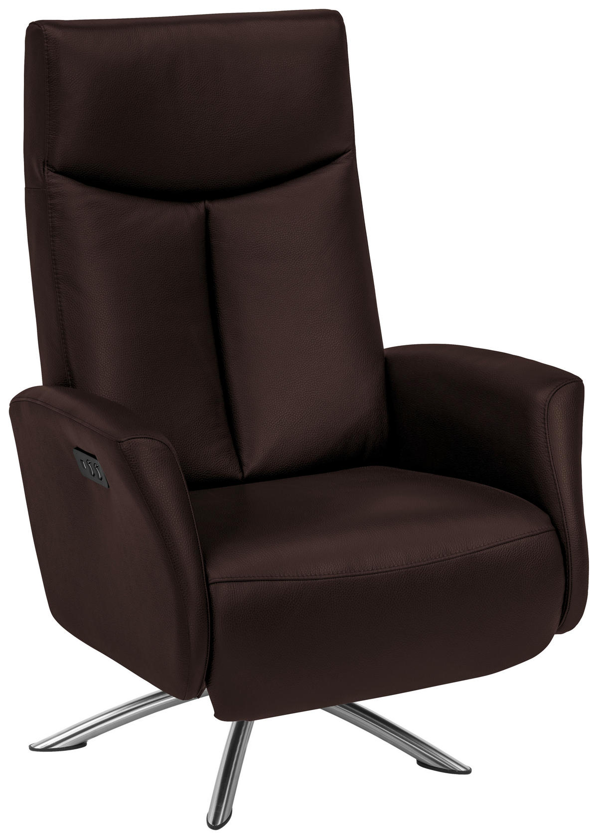 RELAXSESSEL in Leder Dunkelbraun  - Dunkelbraun/Silberfarben, Design, Leder/Metall (73/105/82cm) - Welnova