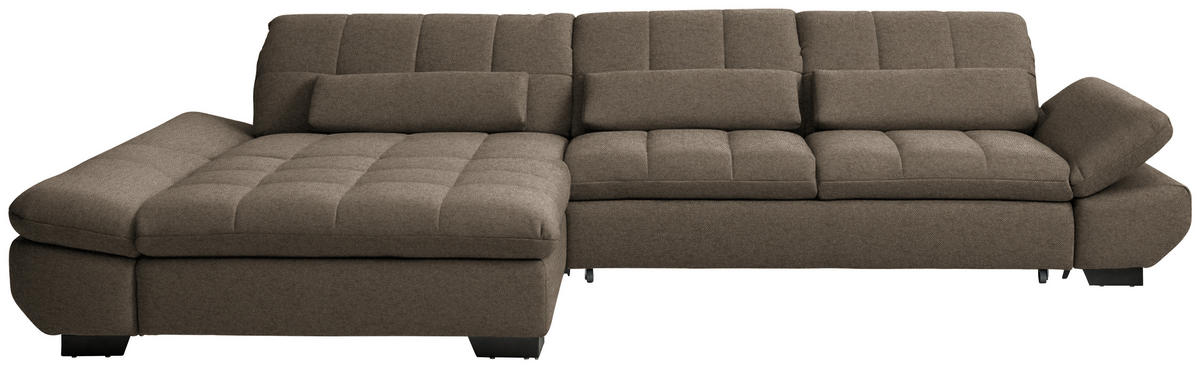 ECKSOFA  in Flachgewebe Braun  204/341 cm  - Schwarz/Braun, Design, Textil/Metall (204/341cm) - Xora