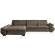 ECKSOFA  in Flachgewebe Braun  204/341 cm  - Schwarz/Braun, Design, Textil/Metall (204/341cm) - Xora