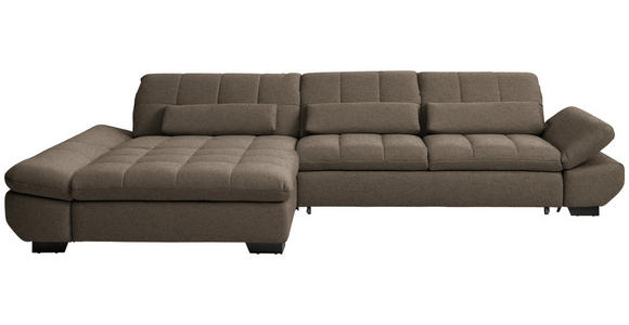 ECKSOFA  in Flachgewebe Braun  204/341 cm  - Schwarz/Braun, Design, Textil/Metall (204/341cm) - Xora