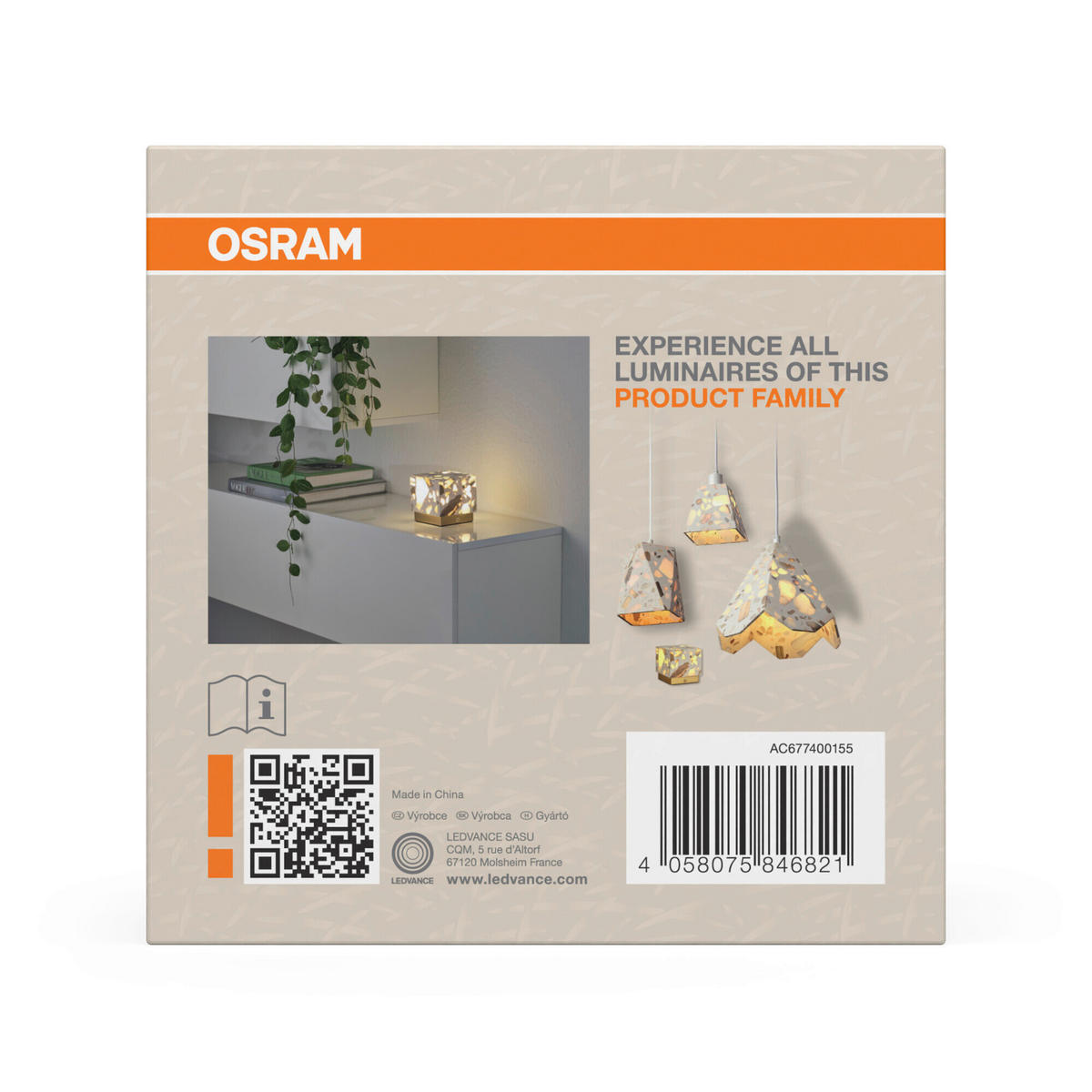 LED-TISCHLEUCHTE 10/10/9,7 cm   - Beige, Design, Stein (10/10/9,7cm) - Osram