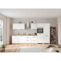 KÜCHENBLOCK 360 cm   in Weiss, Eiche Wotan  - Weiss/Eiche Wotan, Lifestyle, Holzwerkstoff/Metall (360cm) - Frommholz