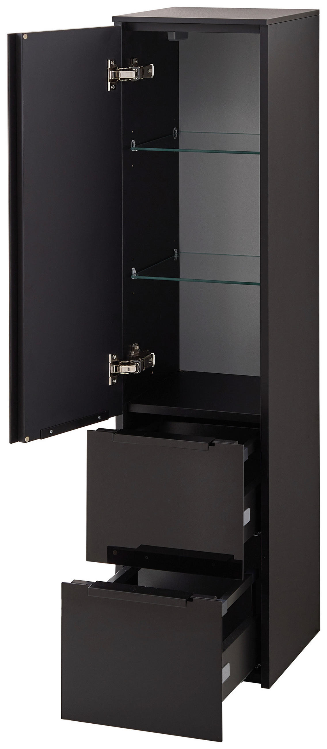 MIDISCHRANK 30/121/33 cm  - Schwarz, Design, Glas/Holzwerkstoff (30/121/33cm) - Leonardo Living