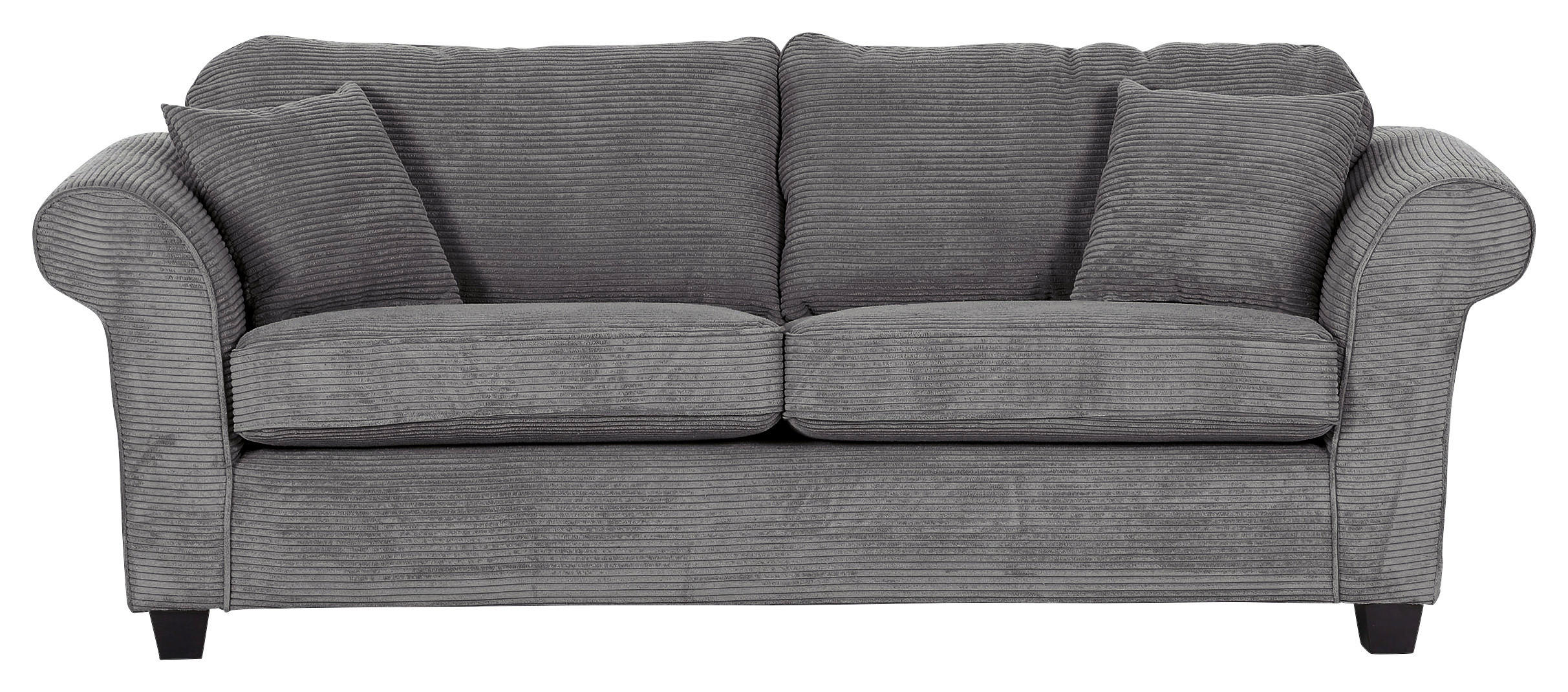 3-SITZER-SOFA Cord Dunkelgrau  - Dunkelgrau/Dunkelbraun, KONVENTIONELL, Holz/Textil (215/70/90cm) - home24