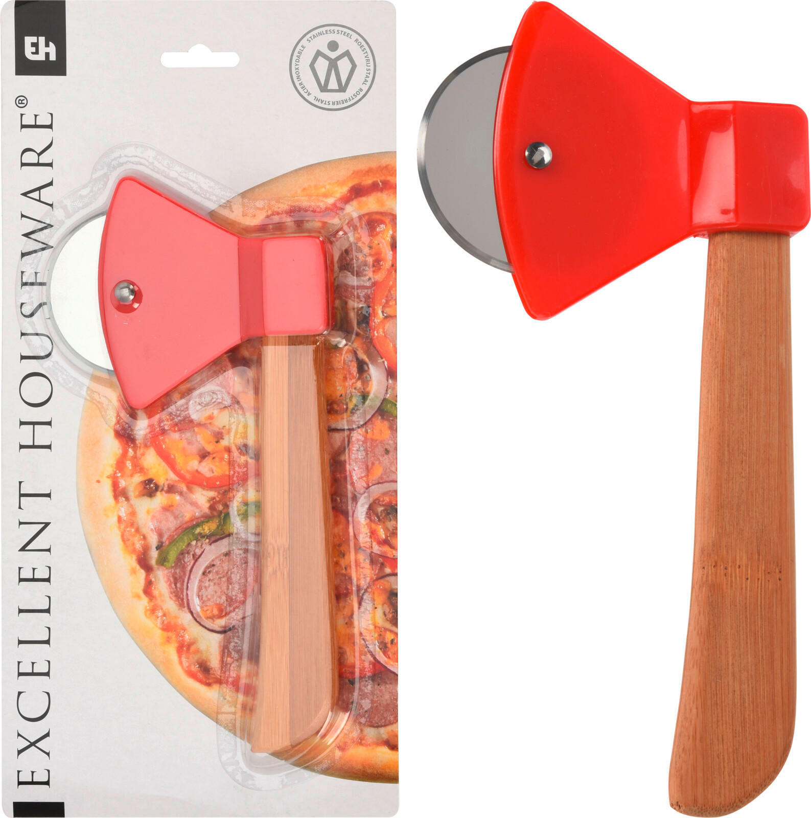 KRÁJEČ NA PIZZU,  - Basics, kov/dřevo (2/14/29cm)