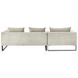 ECKSOFA Creme Cord  - Creme/Schwarz, KONVENTIONELL, Textil/Metall (178/284cm) - Hom`in