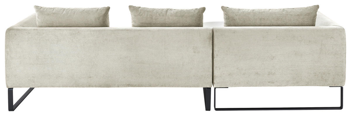 ECKSOFA in Cord Creme  - Creme/Schwarz, Konventionell, Textil/Metall (178/284cm) - Hom`in