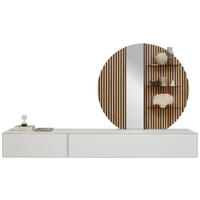 WOHNWAND  Weiss, Eichefarben 288/206/44 cm    - Weiss/Eichefarben, Design, Glas/Holz (288/206/44cm) - Johann Jakob