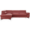 ECKSOFA in Echtleder Bordeaux  - Bordeaux/Schwarz, Design, Leder/Metall (213/268cm) - Stylife