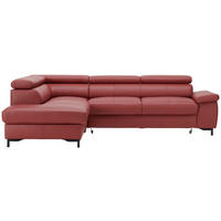 ECKSOFA in Echtleder Bordeaux  213/268 cm  - Bordeaux/Schwarz, Design, Leder/Metall (213/268cm) - Stylife