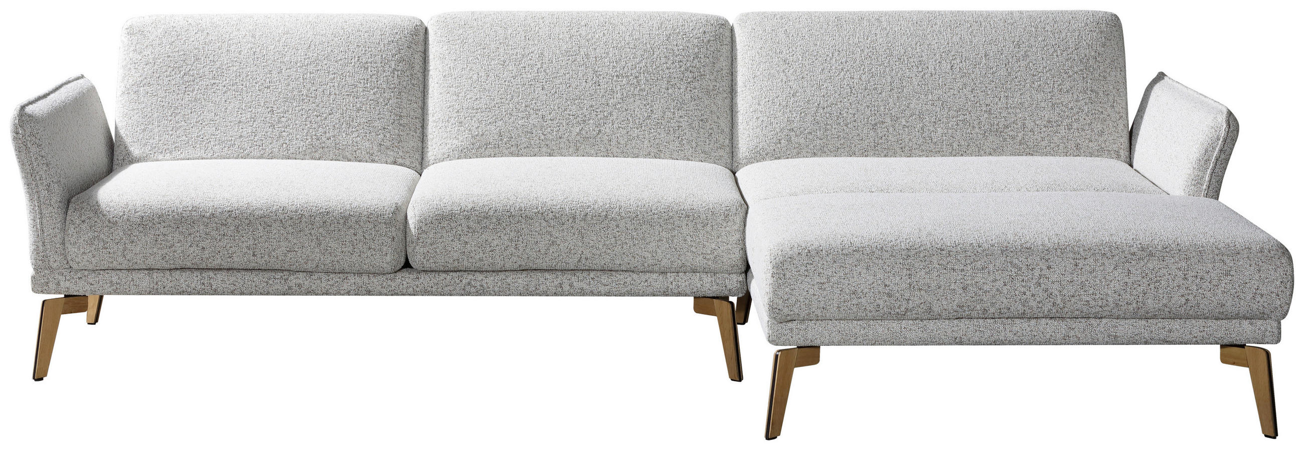 ECKSOFA Creme, Hellgrau Flachgewebe  - Eichefarben/Creme, Design, Holz/Textil (289/164cm) - Valnatura