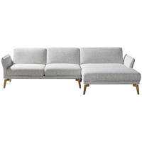 ECKSOFA Creme, Hellgrau Flachgewebe  - Eichefarben/Creme, Design, Holz/Textil (289/164cm) - Valnatura
