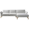 ECKSOFA Creme, Hellgrau Flachgewebe  - Eichefarben/Creme, Design, Holz/Textil (289/164cm) - Valnatura