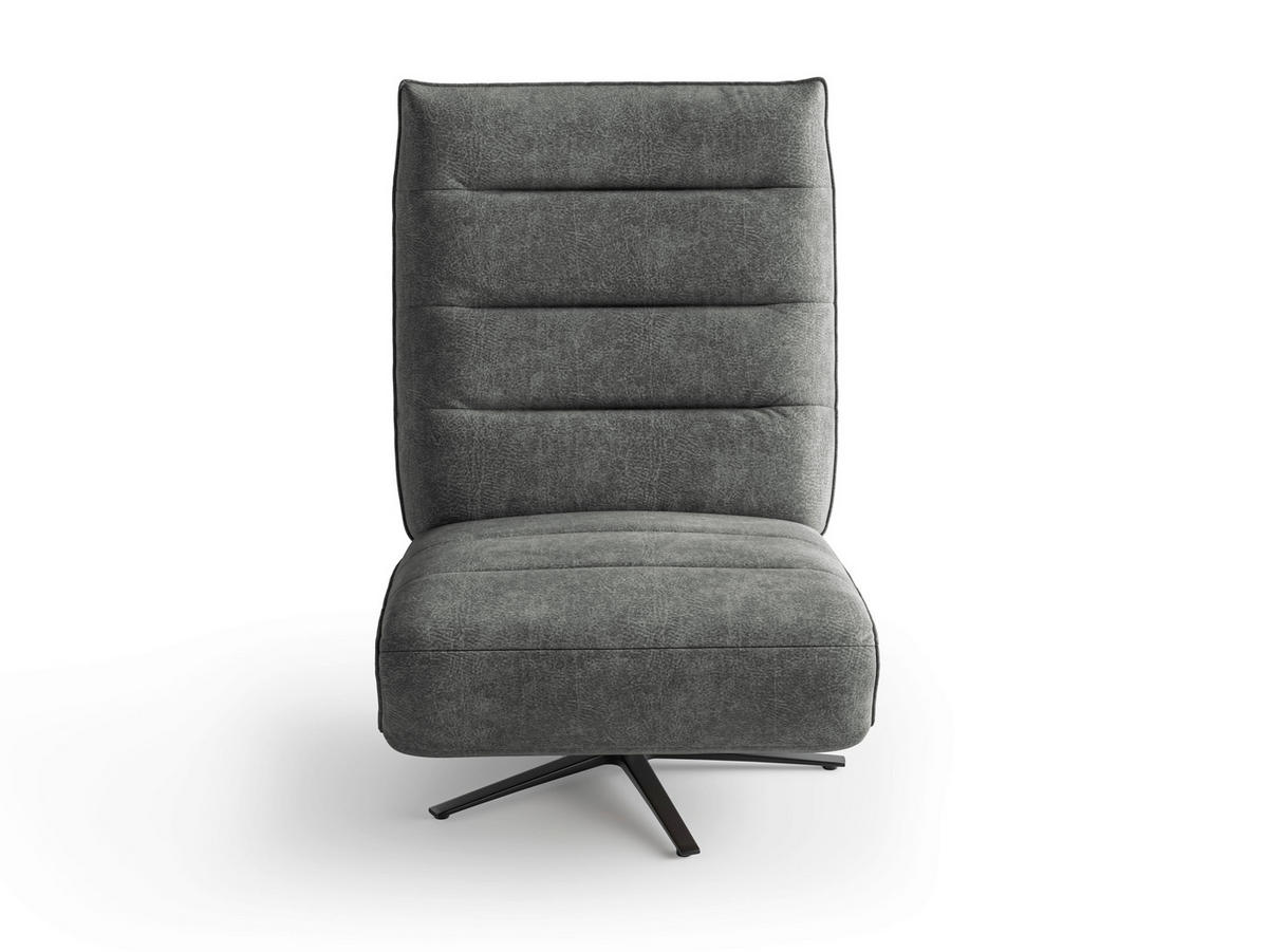 RELAXSESSEL EVE E Mikrofaser Kopfteilverstellung, Rücken echt    - Dunkelgrau/Schwarz, Basics, Textil/Metall (80/109/98cm) - Sit & More