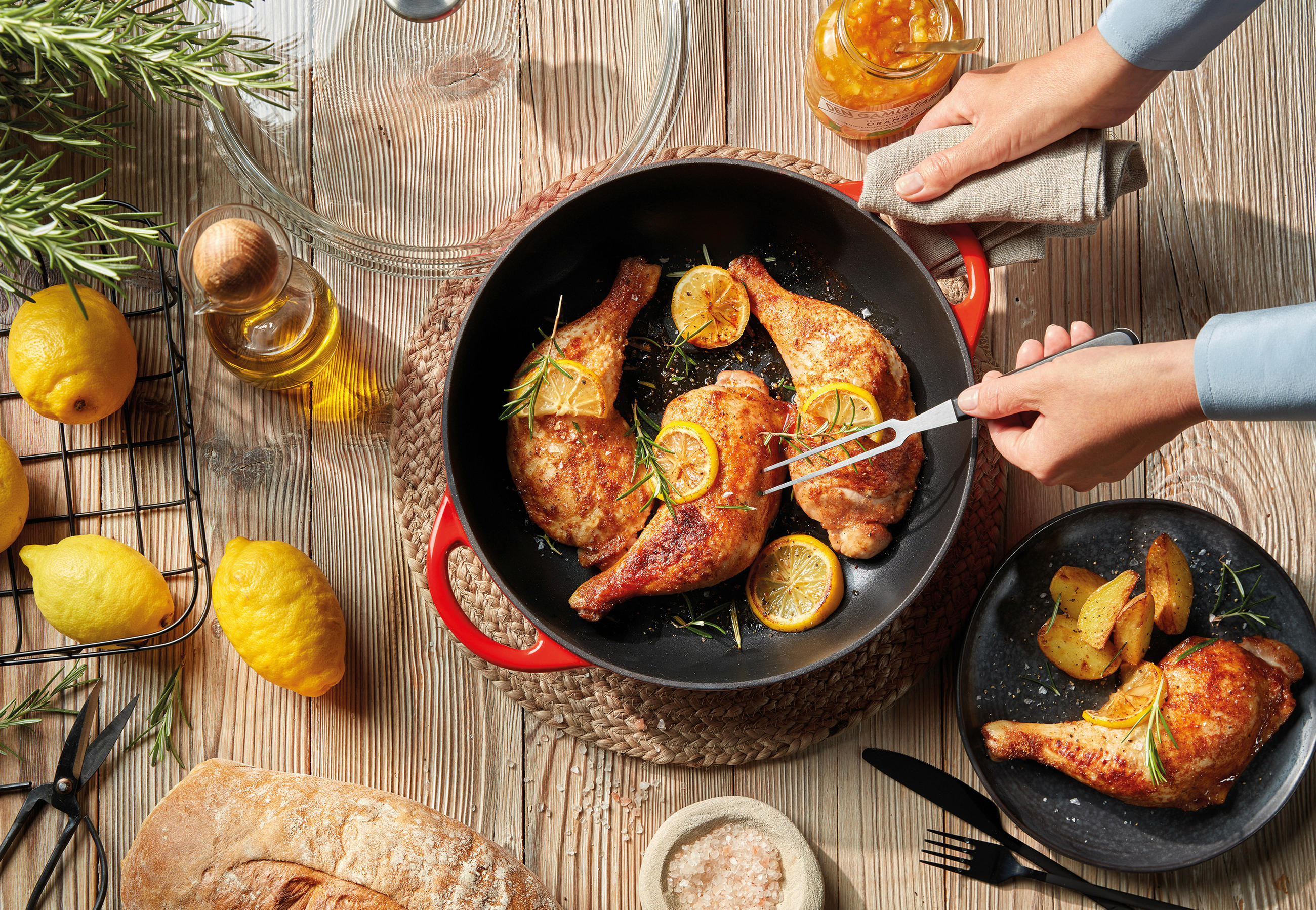 PÁNEV NA SMAŽENÍ  smalt  28/7,5 cm  - průhledné/červená, Basics, kov/sklo (28/7,5cm) - KÜCHENPROFI