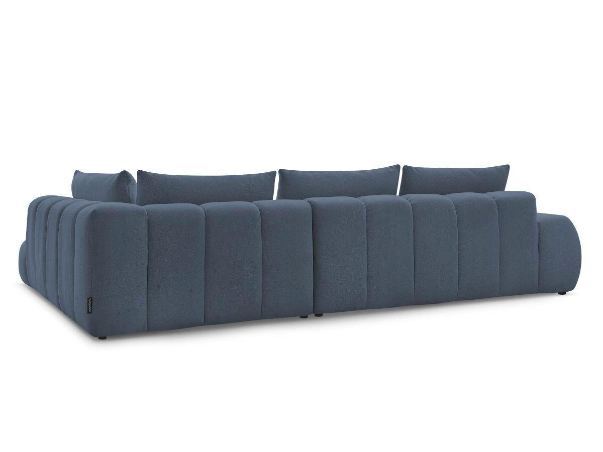 ECKSOFA Ottomane rechts  EVEREST Dunkelblau Flachgewebe  - Schwarz/Dunkelblau, MODERN, Kunststoff/Textil (352/210cm) - Livetastic