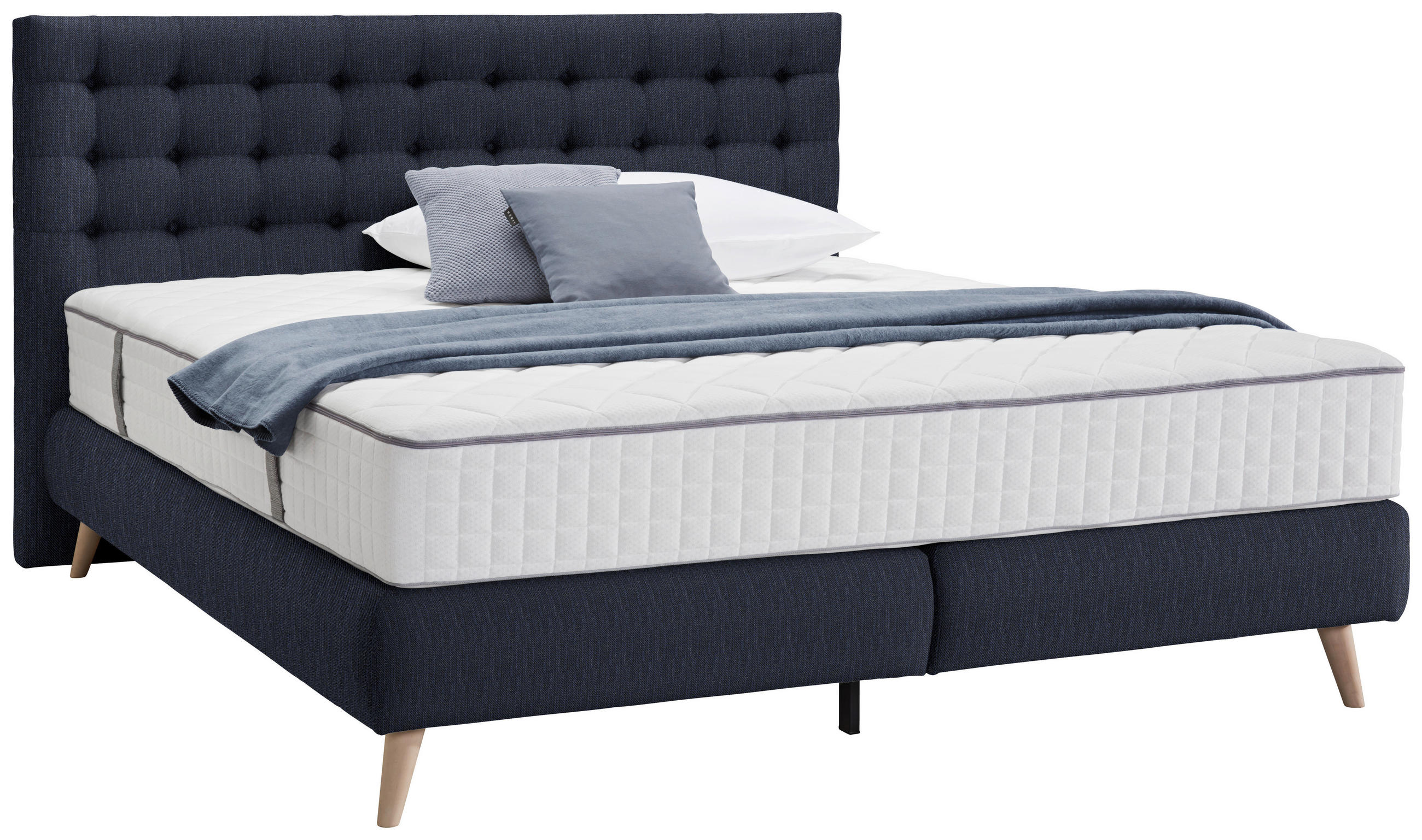 BOXSPRINGBETT 160/200 cm  in Dunkelblau  - Dunkelblau, Design, Holz/Textil (160/200cm) - Carryhome