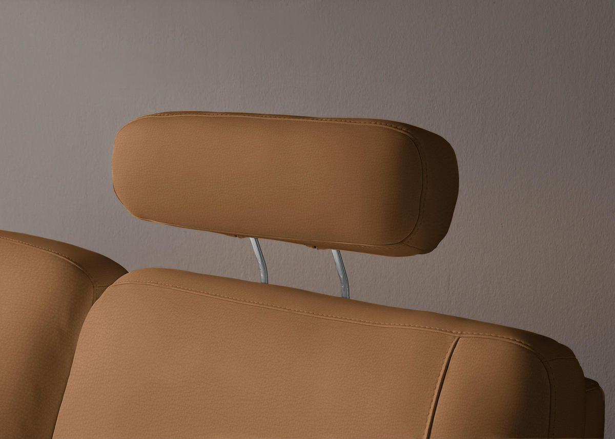 WOHNLANDSCHAFT Echtleder Hellbraun  - Hellbraun/Alufarben, Konventionell, Leder/Metall (239/329/165cm) - Beldomo Premium