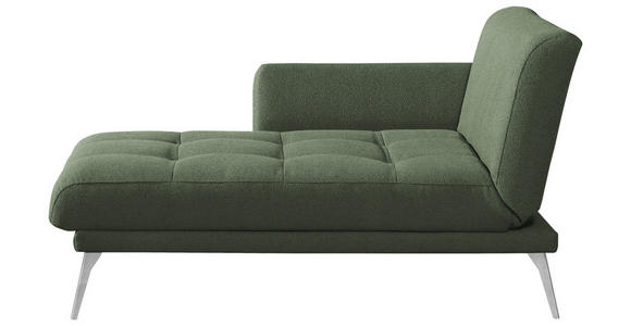 RÉCAMIERE Amira in Dunkelgrün  - Chromfarben/Dunkelgrün, KONVENTIONELL, Textil/Metall (200/85/106cm) - Novel