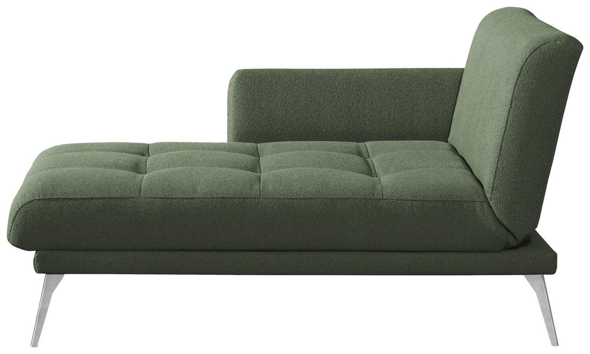 RÉCAMIERE Dunkelgrün  - Chromfarben/Dunkelgrün, Konventionell, Textil/Metall (200/85/106cm) - Novel