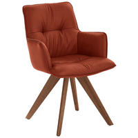 ARMLEHNSTUHL in Holz, Leder Nussbaumfarben, Cognac  - Cognac/Nussbaumfarben, Design, Leder/Holz (59/89/63cm) - Dieter Knoll