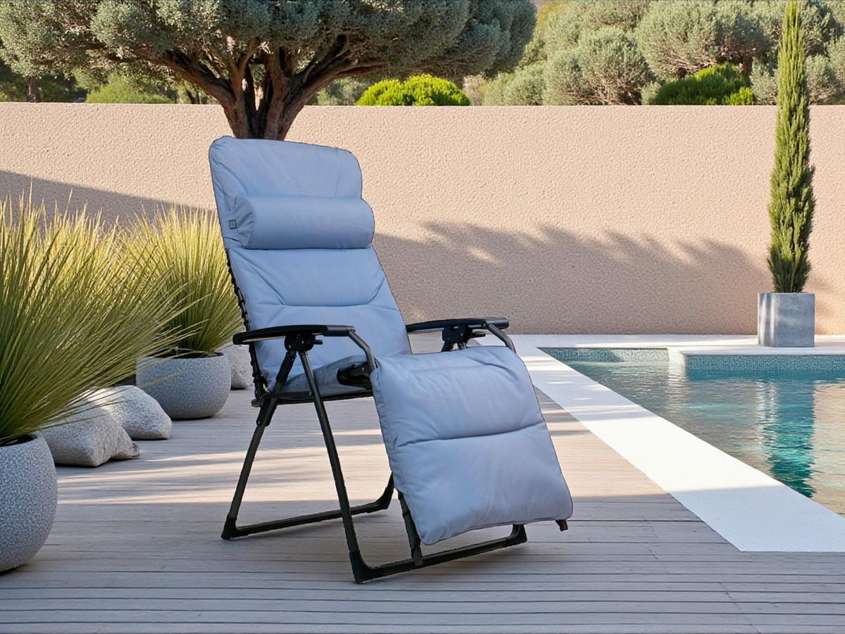 GARTEN-RELAXSESSEL 67/130/70 cm  - Blau/Anthrazit, Basics, Kunststoff/Textil (67/130/70cm)