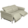 3-SITZER-SOFA  in Echtleder Silberfarben   - Silberfarben/Schwarz, Design, Leder/Metall (210/79/104cm) - Belluti