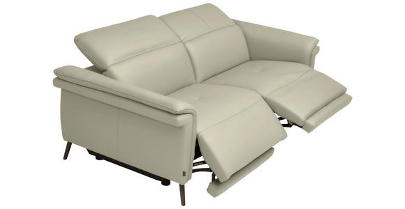 3-SITZER-SOFA  in Echtleder Silberfarben   - Silberfarben/Schwarz, Design, Leder/Metall (210/79/104cm) - Belluti