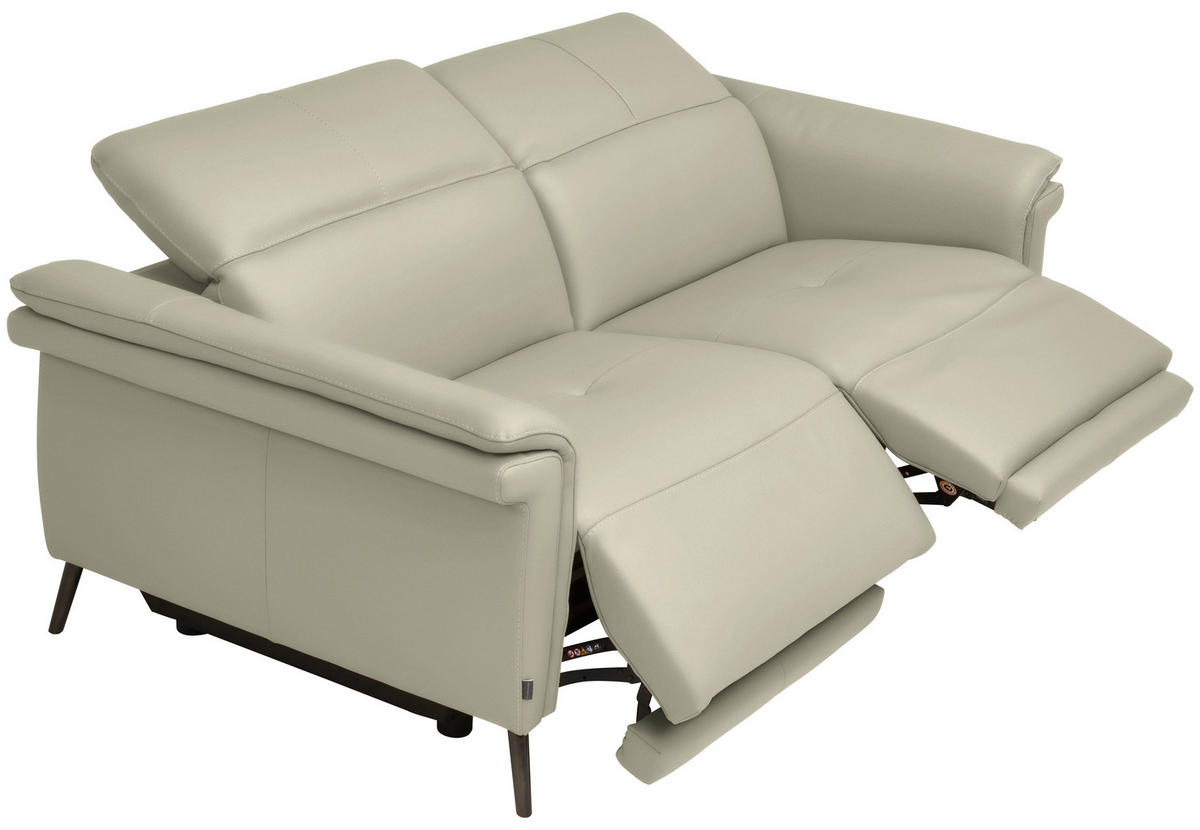3-SITZER-SOFA Echtleder Silberfarben  - Silberfarben/Schwarz, Design, Leder/Metall (210/79/104cm) - Belluti