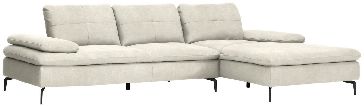 ECKSOFA in Velours Beige  - Beige/Schwarz, Design, Textil/Metall (301/179cm) - Chilliano