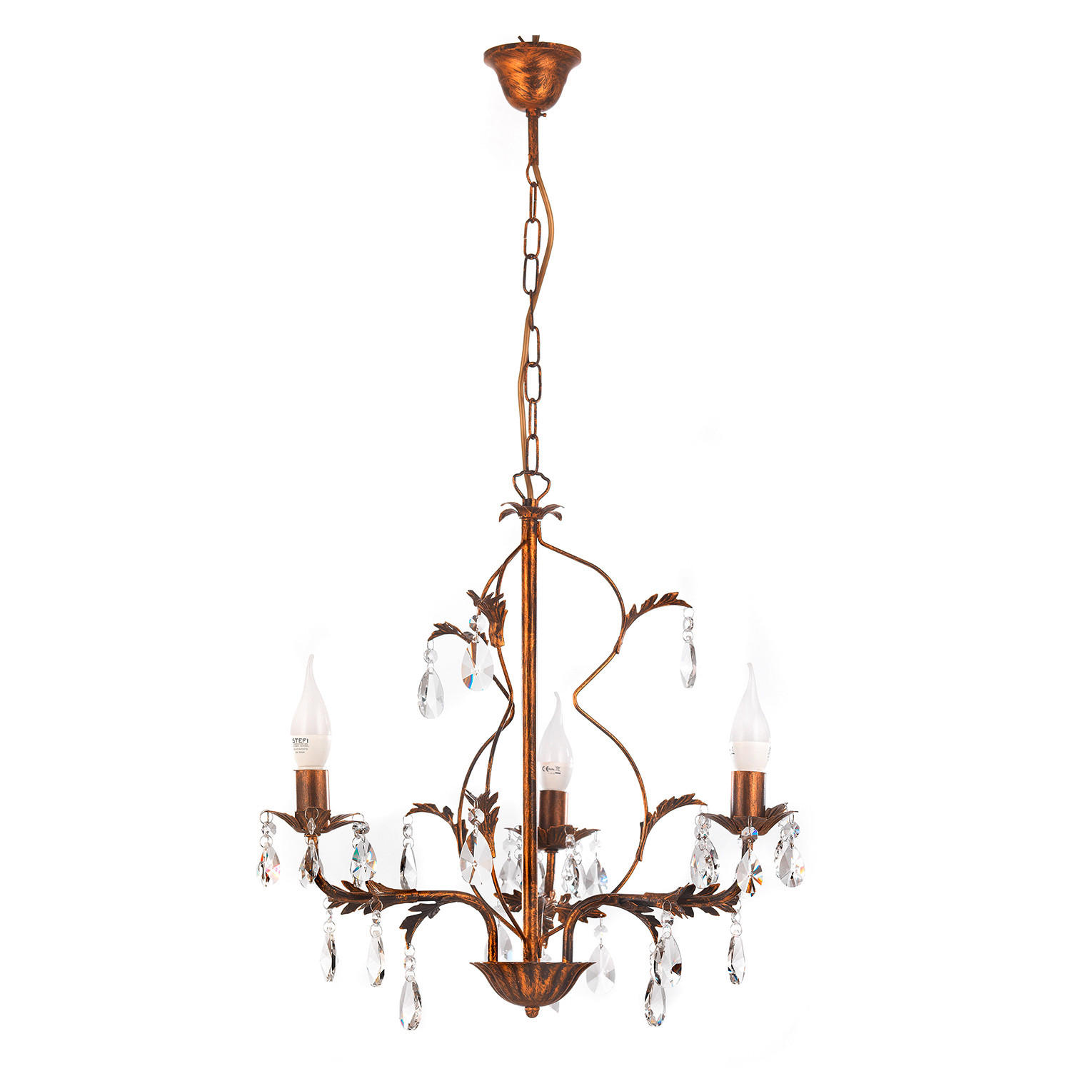 KRISTALL-HÄNGELEUCHTE 40/100 cm   - Bronzefarben, KONVENTIONELL, Glas/Metall (40/100cm)