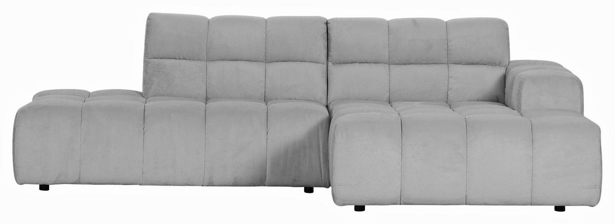 HÖRNSOFFA i plysch ljusgrå  - ljusgrå/svart, Klassisk, textil/plast (282/155cm) - MID.YOU