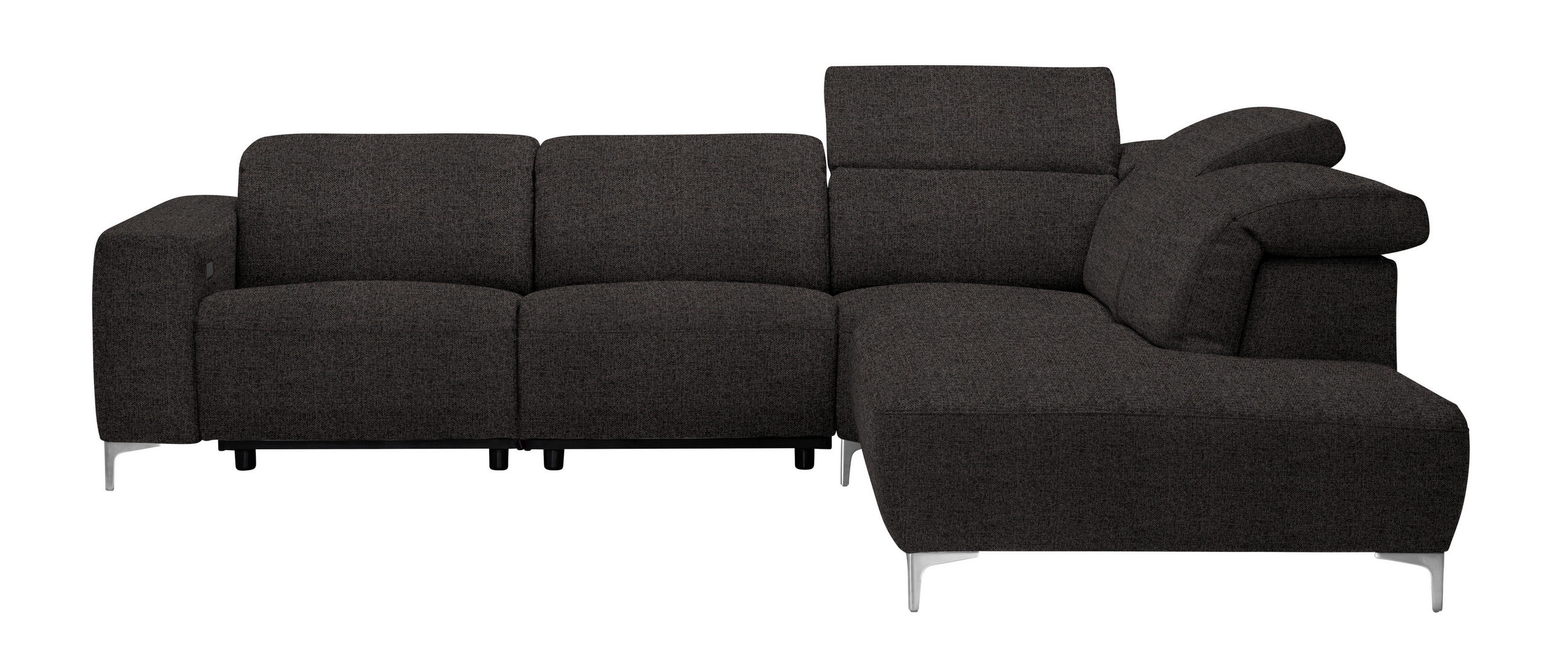 ECKSOFA Dunkelbraun Flachgewebe  - Dunkelbraun, Design, Textil/Metall (290/238cm) - Pure Home Lifestyle
