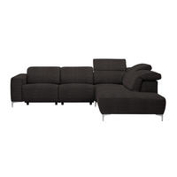 ECKSOFA Dunkelbraun Flachgewebe  - Dunkelbraun, Design, Textil/Metall (290/238cm) - Pure Home Lifestyle