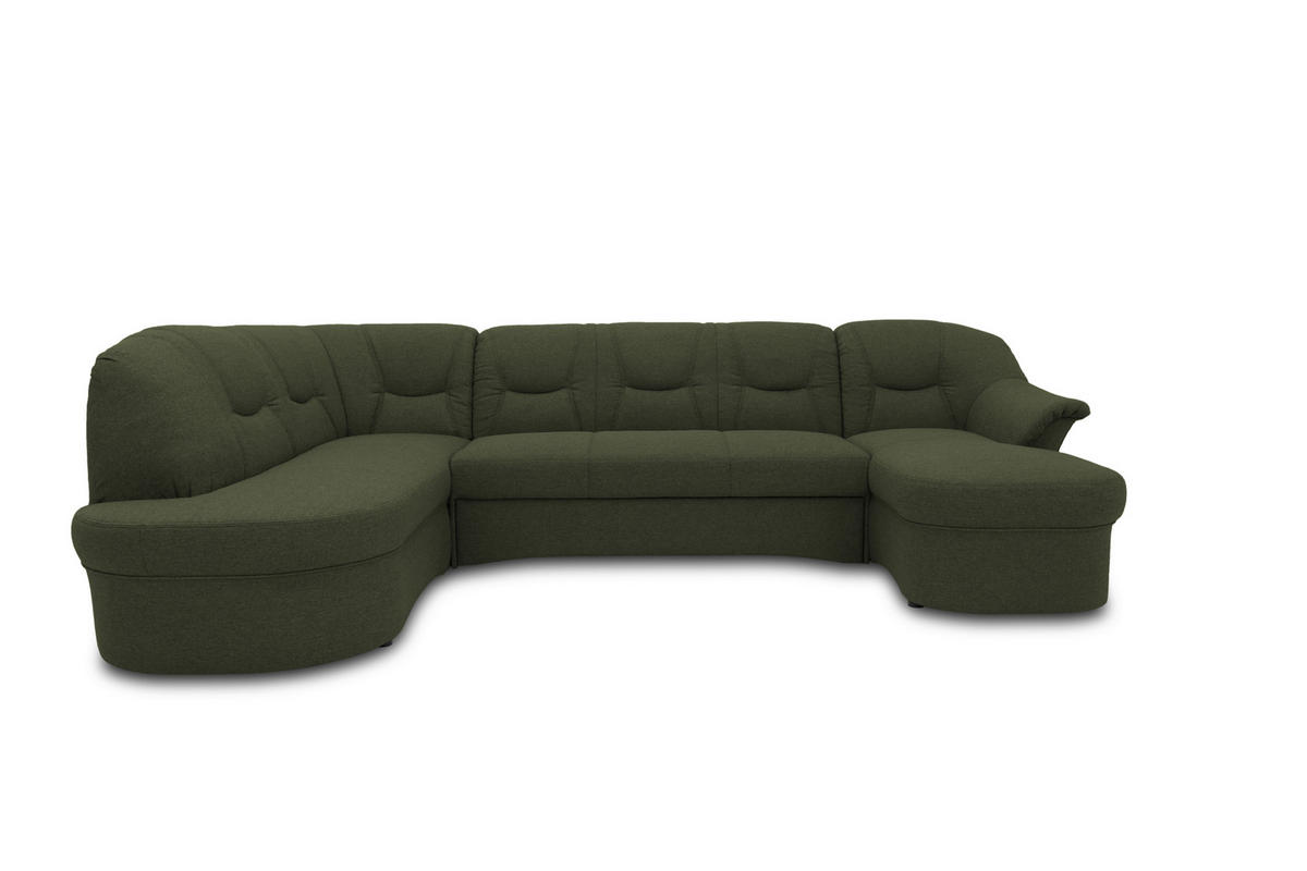 WOHNLANDSCHAFT Grün Mikrofaser  - Schwarz/Grün, KONVENTIONELL, Kunststoff/Textil (180/295/146cm) - MID.YOU