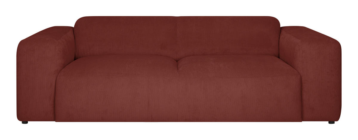 3-SITZER-SOFA Cord Rot  - Rot/Schwarz, Design, Kunststoff/Textil (247/75/104cm) - MID.YOU