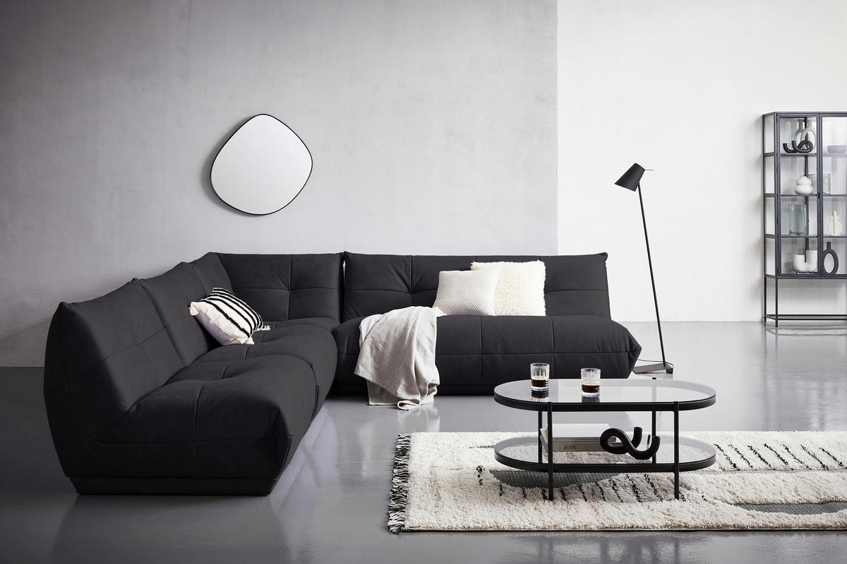 SOFFMODUL i läderimitation svart  - svart, Trend, textil (105/80/112cm) - Livetastic