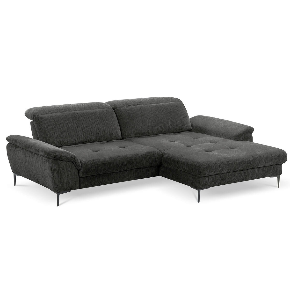 ECKSOFA  Webstoff Schwarz  - Schwarz, Design, Textil/Metall (268/195cm) - Livetastic