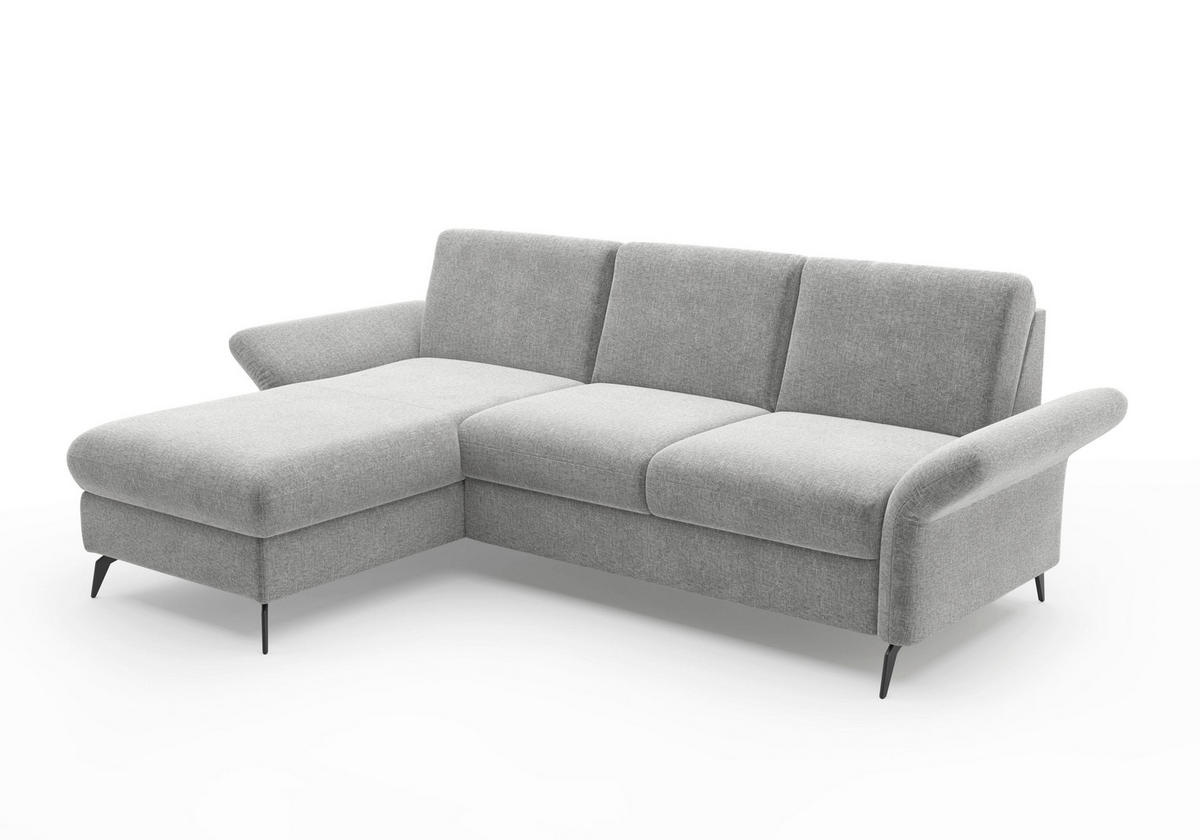 ECKSOFA ROCHELLE E Hellgrau Flachgewebe  - Hellgrau/Schwarz, KONVENTIONELL, Textil/Metall (164/251cm) - Sit & More