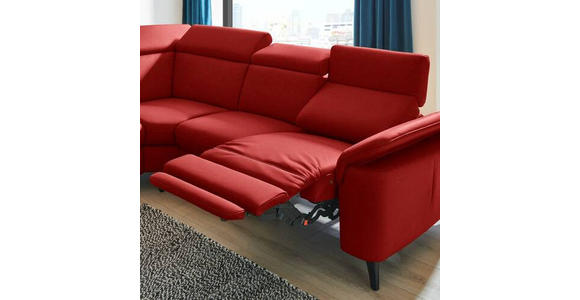 ECKSOFA in Echtleder Rot  - Rot/Schwarz, Design, Leder/Metall (239/289cm) - Cantus