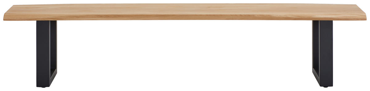 SITZBANK 220/45/38 cm Schwarz, Wildeiche Wildeiche mehrschichtige Massivholzplatte (Tischlerplatte) Metall  - Wildeiche/Schwarz, LIFESTYLE, Holz/Metall (220/45/38cm) - Linea Natura