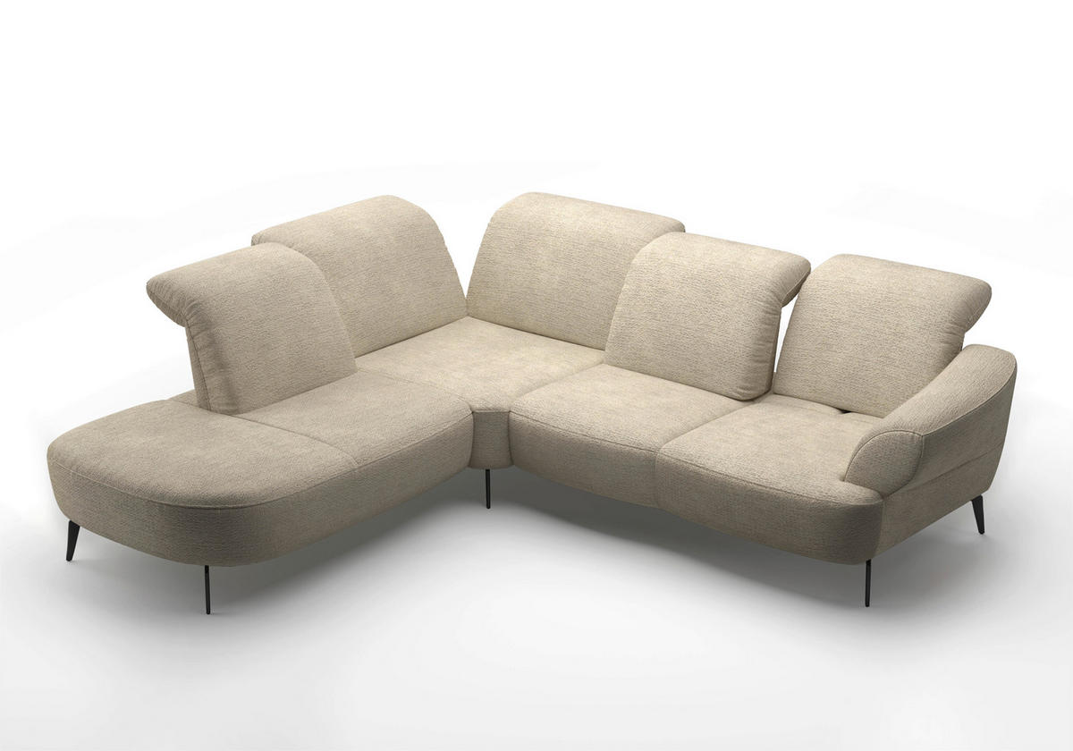 ECKSOFA in Chenille Sandfarben  270/302 cm  - Sandfarben/Schwarz, MODERN, Textil/Metall (270/302cm) - Sit & More
